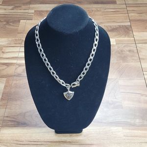 Stigma Silver Tone Chain Crown Goth Punk Chunky Necklace